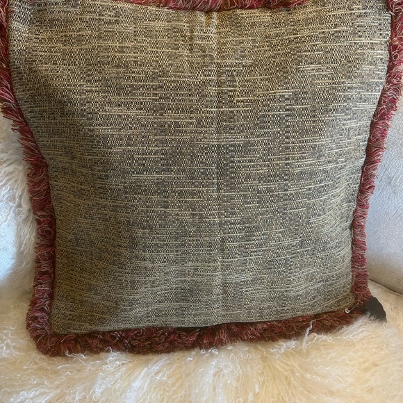 Pair 20 x 20 Black, Wheat and Red Kasmir Fabric Custom Made Pillow Covers. - Picture 4 of 16